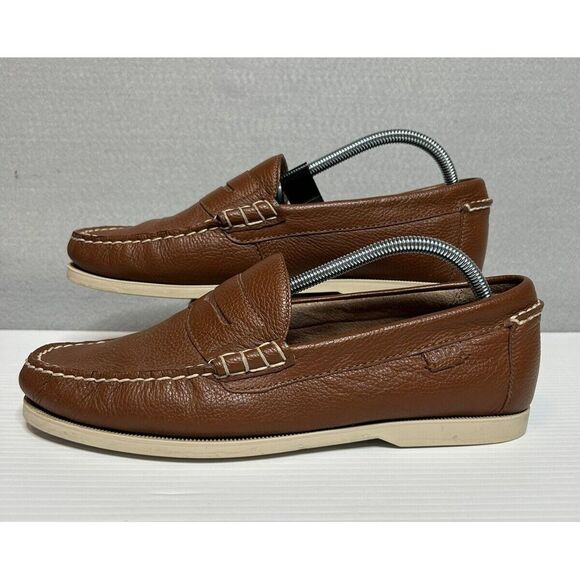 Polo Ralph Lauren Penny Loafers Mens 9D BJorn Tan Leather‎ Shoes Round Toe - Picture 1 of 8